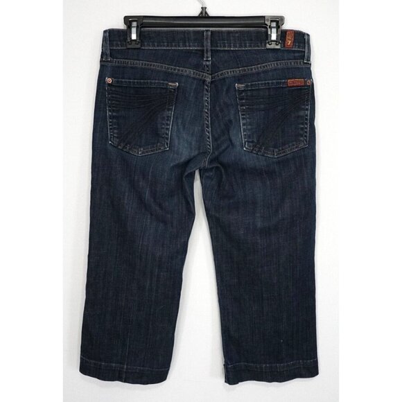 7 For All Mankind Blue Denim Capri Stretch Cropped Jeans Size 29 - Picture 2 of 4